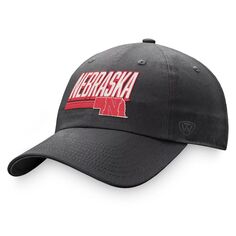 Мужская темно-серая регулируемая шляпа Top of the World Nebraska Huskers Slice
