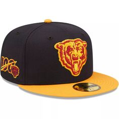 Мужская шляпа New Era темно-синего/золотого цвета с 100-летием Chicago Bears 59FIFTY