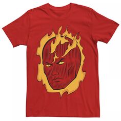 Мужская футболка с портретом и изображением головы человека-факела Marvel «Фантастическая четверка»