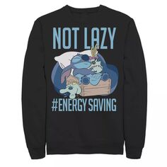 Мужской свитшот с портретом Disney Lilo &amp; Stitch Not Lazy #Energy Saving Licensed Character