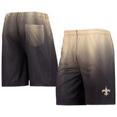 Мужские шорты для тренинга FOCO черного/золотого цвета New Orleans Saints с пиксельным градиентом