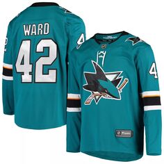 Мужская футболка Fanatics с фирменным логотипом Joel Ward Teal San Jose Sharks Breakaway Home Player