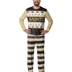 Мужской черный пижамный комплект FOCO New Orleans Saints Team Ugly