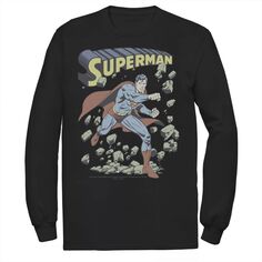 Мужская футболка с винтажным плакатом DC Comics «Супермен с камнями»