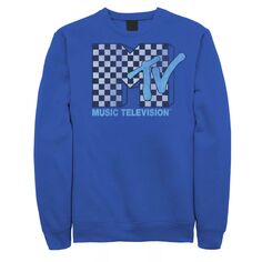 Мужской синий свитшот с логотипом MTV в черно-белую клетку в клетку TV Licensed Character