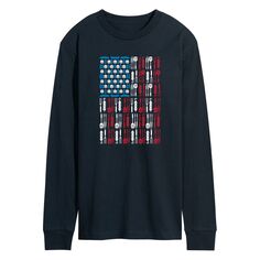 Мужская футболка Grill Too с рисунком флага США и длинными рукавами Licensed Character