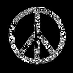 Мир, любовь, музыка — мужской свитшот с круглым вырезом с рисунком Word Art LA Pop Art