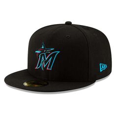 Мужская облегающая шляпа New Era Miami Marlins Black On-Field Authentic Collection 59FIFTY