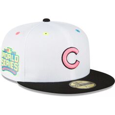 Мужская приталенная шляпа New Era White Chicago Cubs Neon Eye 59FIFTY