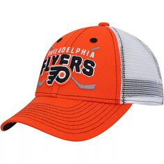 Молодежная оранжево-белая кепка Philadelphia Flyers Core Lockup Trucker Snapback Outerstuff