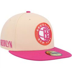 Мужская облегающая шляпа New Era оранжево-розовая Brooklyn Nets Passion Mango 59FIFTY