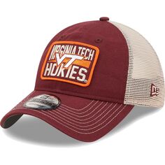 Мужская регулируемая шляпа New Era Maroon/Natural Virginia Tech Hokies Devoted 9TWENTY