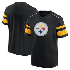 Мужская черная футболка с логотипом Fanatics Pittsburgh Steelers с v-образным вырезом и фактурной надписью Hashmark