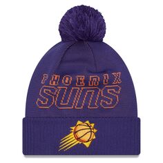 Мужская вязаная шапка New Era Purple Phoenix Suns 2023 NBA Draft с манжетами и помпоном