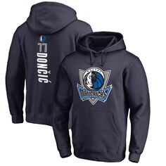 Мужской темно-синий пуловер с капюшоном Fanatics Luka Doncic Dallas Mavericks Backer