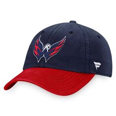 Мужская регулируемая шапка с фирменным логотипом Fanatics темно-синего/красного цвета Washington Capitals Core Primary