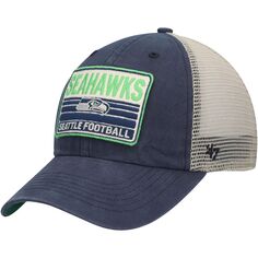 Мужская кепка Snapback темно-синего/натурального цвета &apos;47 Seattle Seahawks Four Stroke Clean Up