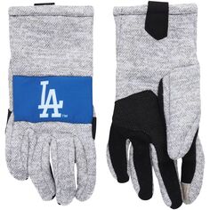 Мужские серые вязаные перчатки FOCO Los Angeles Dodgers Team