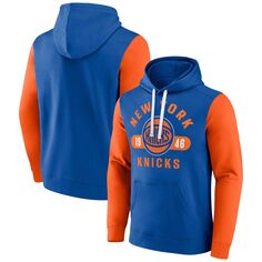 Мужской пуловер с капюшоном Fanatics синего/оранжевого цвета New York Knicks Attack