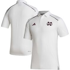 Мужская рубашка-поло adidas White Mississippi State Bulldogs Coaches AEROREADY