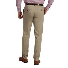 Мужские повседневные брюки прямого кроя с плоской передней частью Haggar Iron Free Premium Khaki с идеальным поясом и поясом