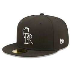 Мужская приталенная шляпа New Era Black Colorado Rockies Team Logo 59FIFTY