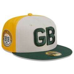Мужская приталенная шляпа New Era кремового/зеленого цвета Green Bay Packers 2023 Sideline Historic 59FIFTY