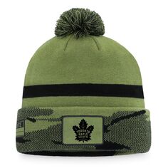 Мужская вязаная шапка с манжетами и помпоном в стиле милитари Fanatics Camo Toronto Maple Leafs