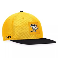 Мужская кепка Snapback с логотипом Fanatics золотого/черного цвета Pittsburgh Penguins Authentic Pro с альтернативным логотипом