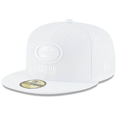 Мужская приталенная шляпа New Era Green Bay Packers белая на белом 59FIFTY