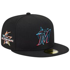 Мужская облегающая шляпа New Era Black Miami Marlins 2017 MLB All-Star Game Team цвета 59FIFTY