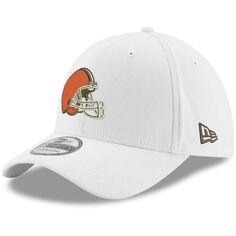 Мужская гибкая шляпа New Era White Cleveland Browns Iced 39THIRTY