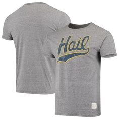 Мужская оригинальная брендовая ретро-серая футболка с изображением Мичигана и росомахи, винтажная футболка Tri-Blend Hail