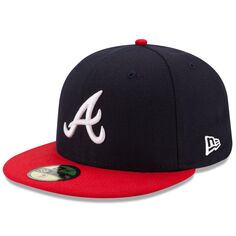 Мужская шляпа New Era темно-синего/красного цвета Atlanta Braves Home Authentic Collection On-Field 59FIFTY