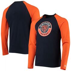 Мужская футболка New Era темно-синего/оранжевого цвета с длинным рукавом реглан Chicago Bears League
