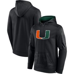 Мужской черный пуловер с капюшоном Fanatics с логотипом Miami Hurricanes On The Ball