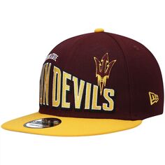 Мужская двухцветная винтажная шляпа Snapback New Era Maroon Arizona State Sun Devils 9FIFTY