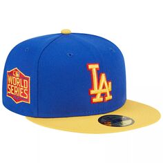 Мужская приталенная шляпа New Era Royal/желтая Los Angeles Dodgers Empire 59FIFTY
