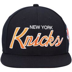 Мужская черная кепка Mitchell &amp; Ness New York Knicks Hardwood Classics Script 2.0 Snapback