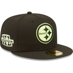 Мужская шляпа New Era Black Pittsburgh Steelers Super Bowl XL Summer Pop 59FIFTY