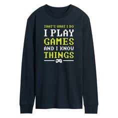 Мужская футболка с длинным рукавом и рисунком «Я играю в игры и я знаю вещи» Licensed Character
