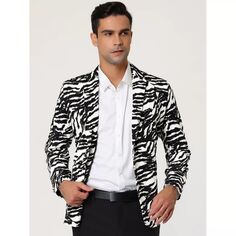 Мужской винтажный приталенный пиджак с леопардовым принтом и зубчатыми лацканами Lars Amadeus