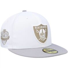 Мужская кепка New Era белого/серого цвета с 50-летием Las Vegas Raiders Gold Undervisor 59FIFTY