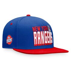 Мужская двухцветная бейсболка Snapback в стиле ретро синего/красного цвета с логотипом Fanatics New York Rangers Heritage