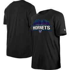 Мужская черная футболка с локализованной надписью New Era Charlotte Hornets