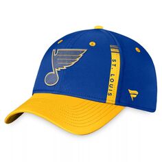 Мужская фирменная синяя/желтая бейсболка Fanatics St. Louis Blues 2022 NHL Draft Authentic Pro Flex Hat