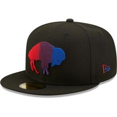 Мужская облегающая шляпа New Era Black Buffalo Bills Dim Throwback 59FIFTY