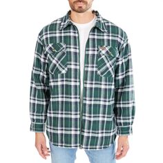 Мужская фланелевая куртка-рубашка Smith&apos;s Workwear на молнии спереди на подкладке из шерпы