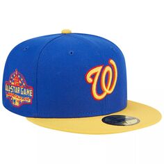 Мужская приталенная шляпа New Era Royal/желтая Washington Nationals Empire 59FIFTY