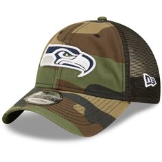 Мужская кепка New Era камуфляж/черный Seattle Seahawks Basic 9TWENTY Trucker Snapback Hat